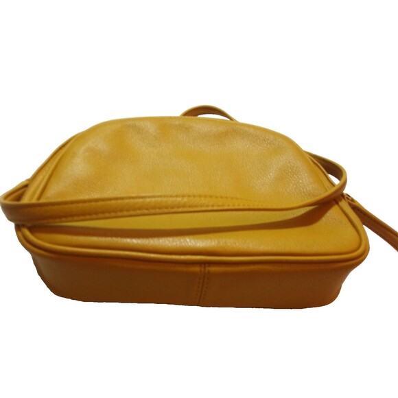 Talbots Dome Shaped Golden Yellow Crossbody Bag Adjustable Strap Leather - Picture 4 of 7